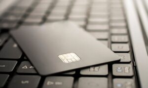 credit card on top of keyboard