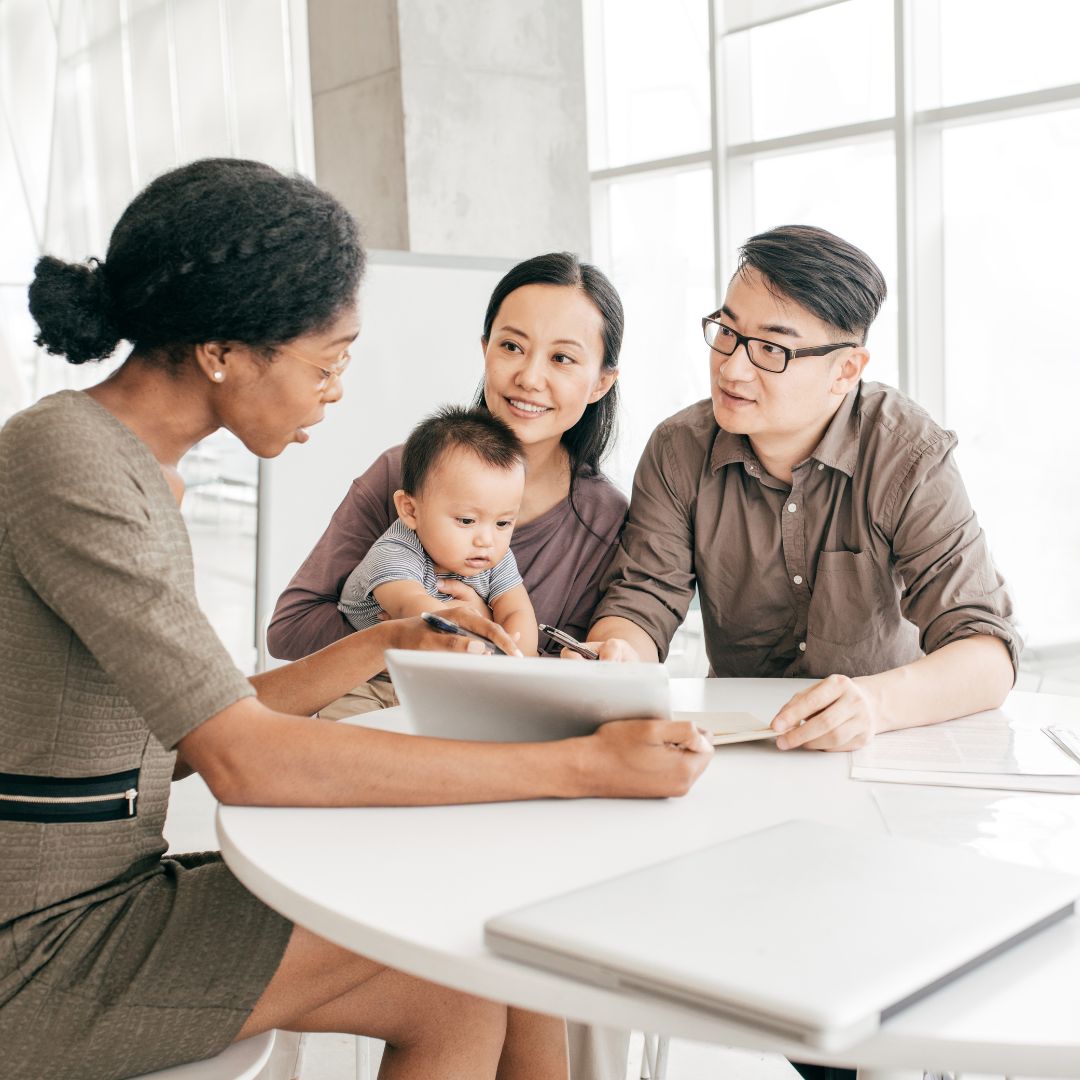 family working with financial consultant