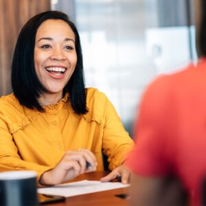 consultant smiling at client