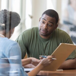 man meeting with financial consultant