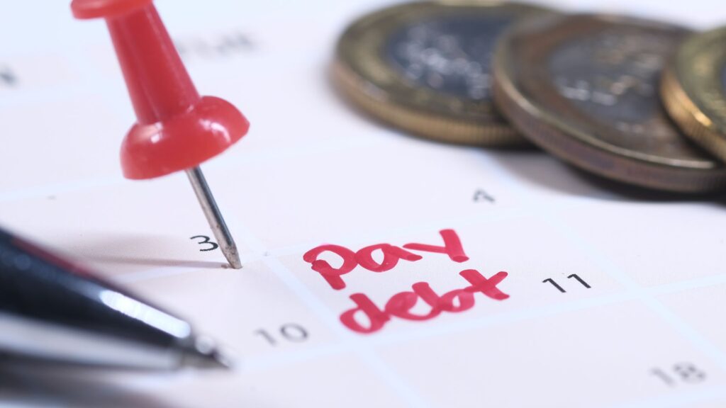 calendar with pay debt scheduled