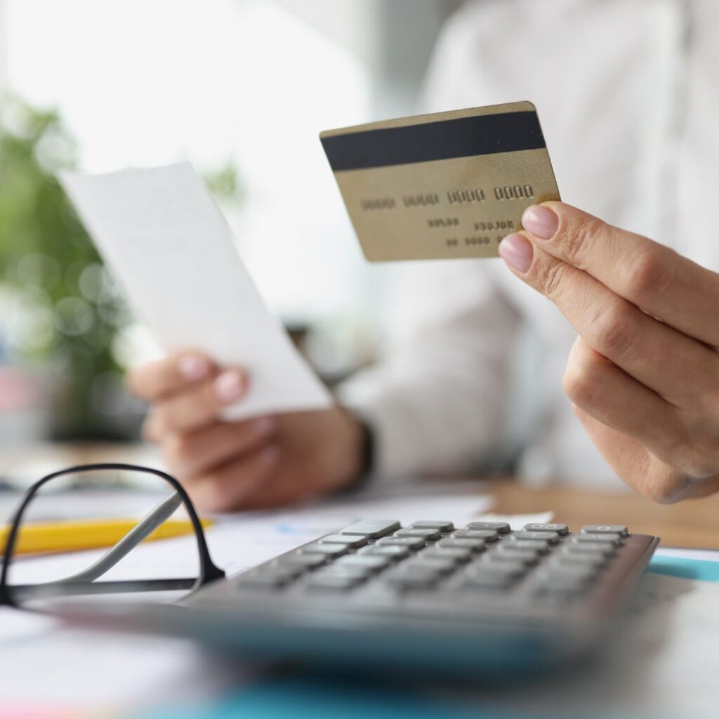 credit card and laptop