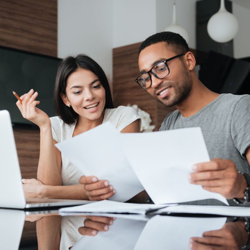 couple reviewing paperwork