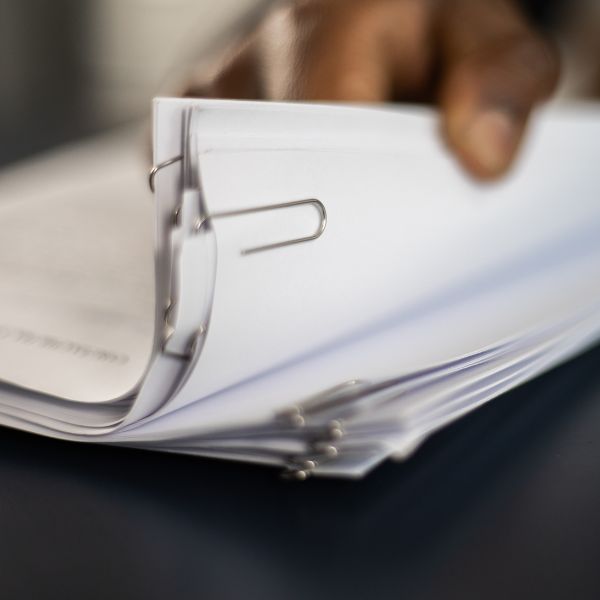 A stack of documents 